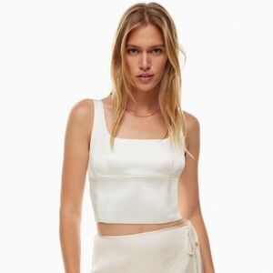 Aritzia Wilfred Shine Satin Bustier White